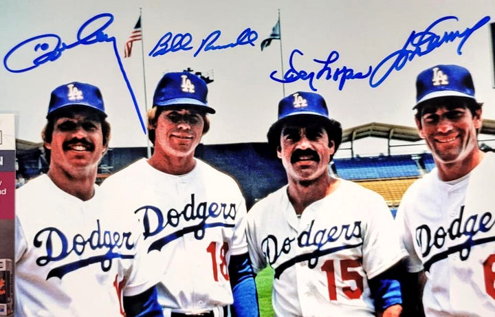 Dodgers Infield autograph signed 8x10 Photo JSA COA Russell, Garvey, Cey, Lopes