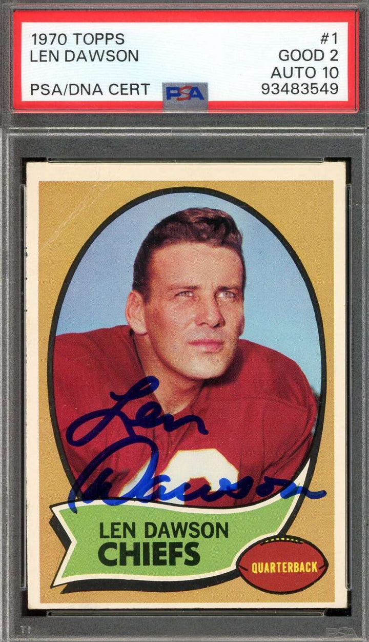 Len Dawson Gem Mint 10 PSA DNA Signed 1970 Topps Autograph