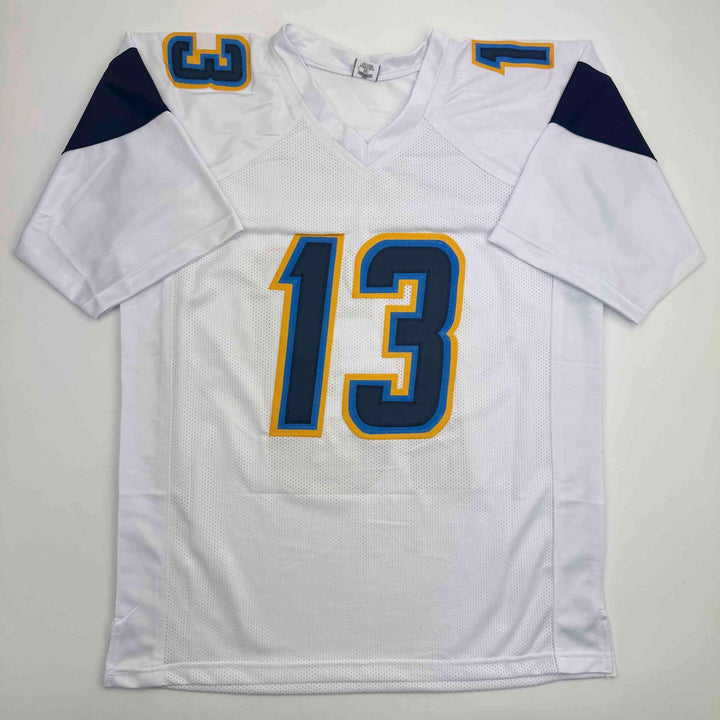 Autographed/Signed Keenan Allen Los Angeles LA White Football Jersey JSA COA