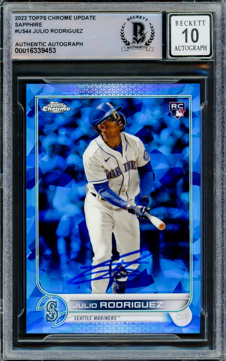 Julio Rodriguez Signed 2022 Topps Chrome Update Sapphire RC #US44 Mariners