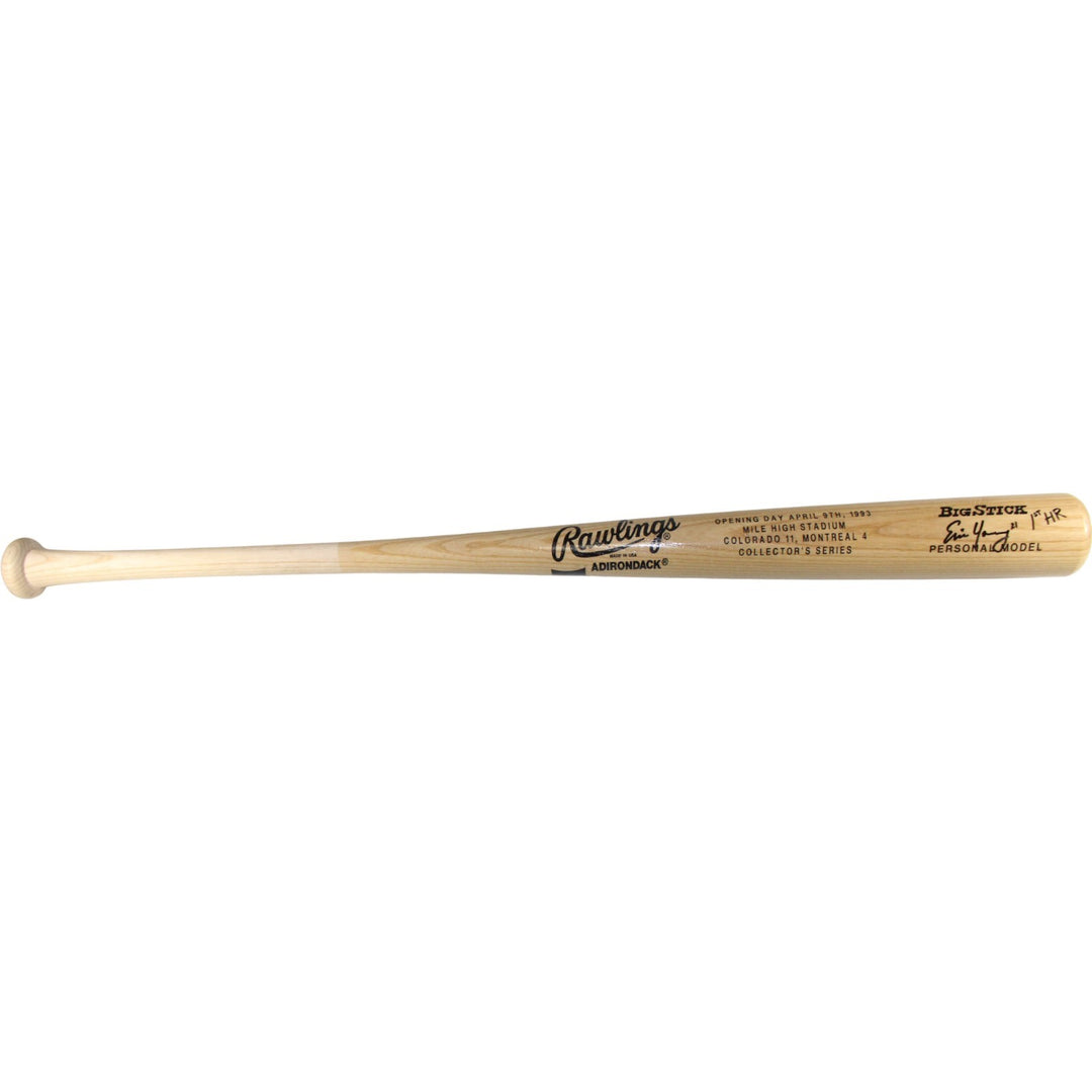 Eric Young Autographed Colorado Rockies '93 Opening Day Bat 1st HR Beckett 53387