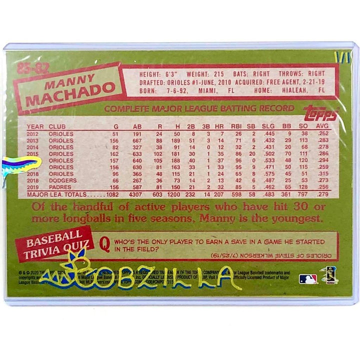 Manny Machado 2020 Topps 5x7 Padres #85-82 Bobzilla embellished card Auto 1/1