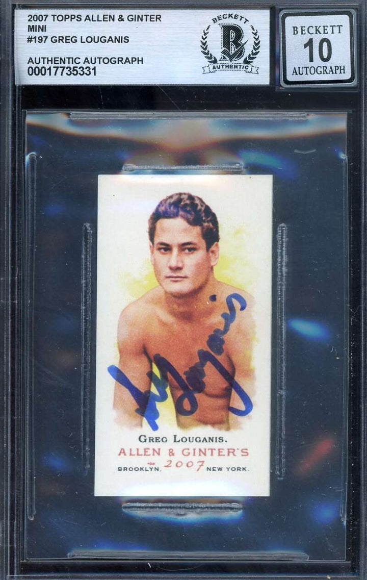 Greg Louganis Gem Mint 10 Beckett BAS Signed 2007 Topps Allen & Ginter Mini Auto