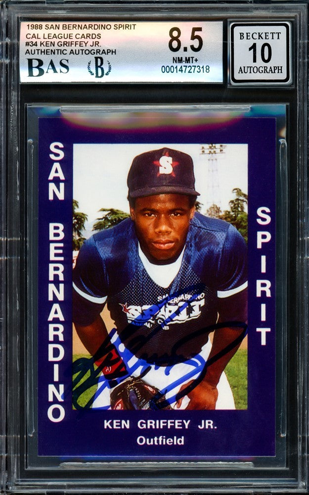 Ken Griffey Jr. Auto 1988 San Bernardino Spirit Cal League RC 34 BGS 8.5 Sig 10