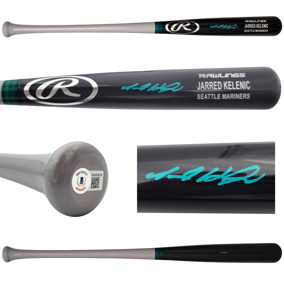 Jarred Kelenic Signed Dark Gray Rawlings Game Model Bat Seattle Mariners Beckett