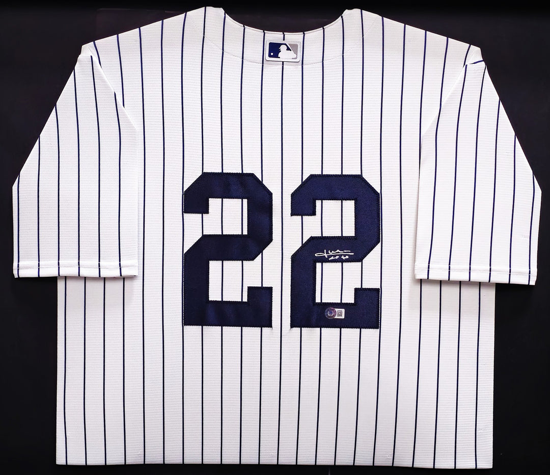 New York Yankees Juan Soto Signed Framed White Pinstripes Nike Jersey BAS QR