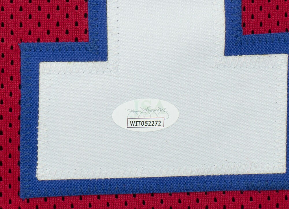 Steve Grogan New England Signed Red Football Jersey JSA Hologram