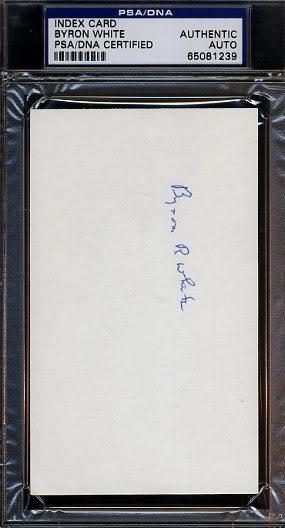 Byron White Signed Psa/dna 3x5 Index Card Certified Autograph