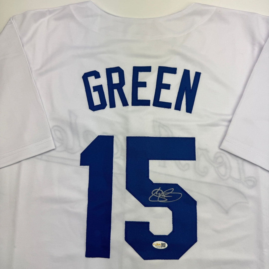 Autographed/Signed Shawn Green Los Angeles White Baseball Jersey JSA COA