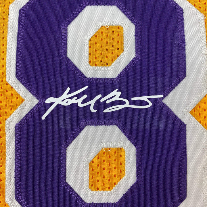Facsimile Autographed Kobe Bryant #8 Los Angeles LA Yellow Jersey Size Men's XL