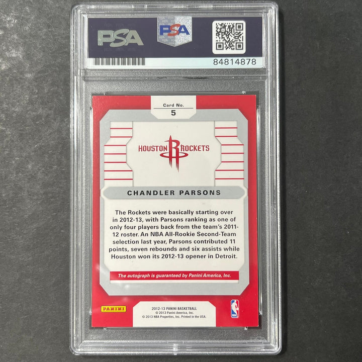 2012-13 Panini Basketball #5 Chandler Parsons Signed Card AUTO 10 PSA/DNA Slabbe