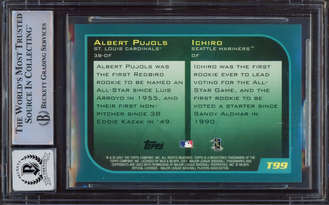 Albert Pujols & Ichiro Suzuki Signed 2001 Topps Traded RC #T99 Auto 10 Beckett