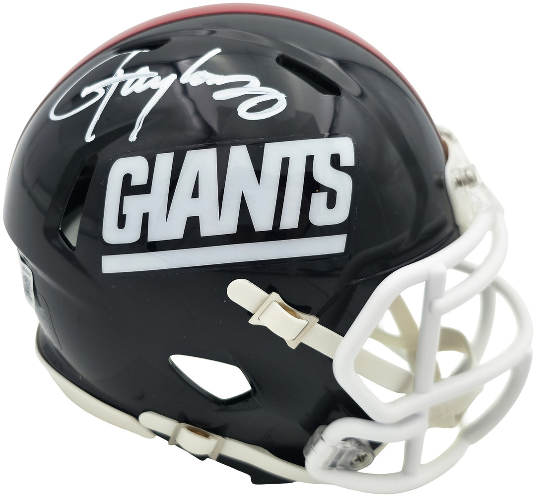 Lawrence Taylor Auto Giants Blue 1980-99 Throwback Speed Mini Helmet Beckett Wit