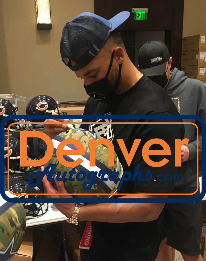 Dak Prescott Autographed Dallas Cowboys Authentic Camo Helmet BAS 32775