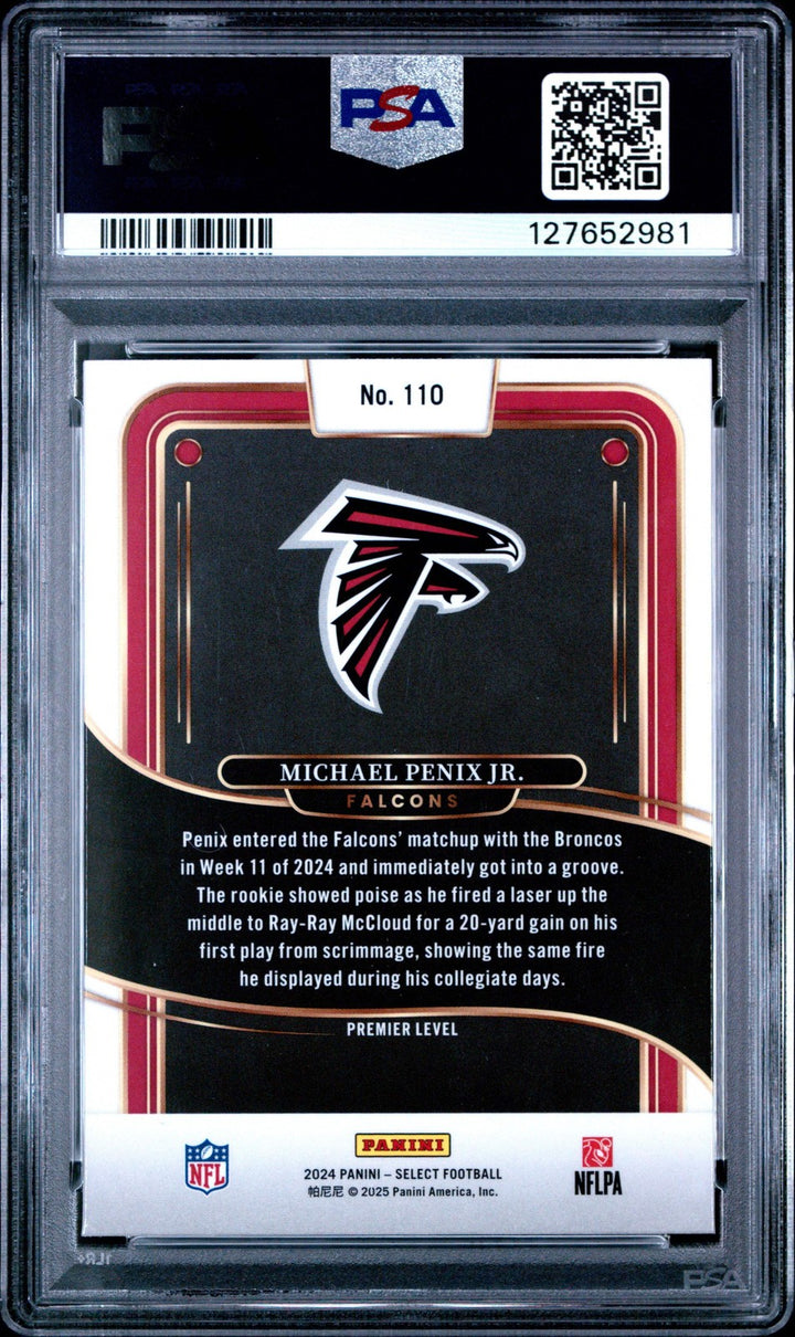 Graded 2024 Panini Select Michael Penix Jr. #110 Rookie RC Football Card PSA 9