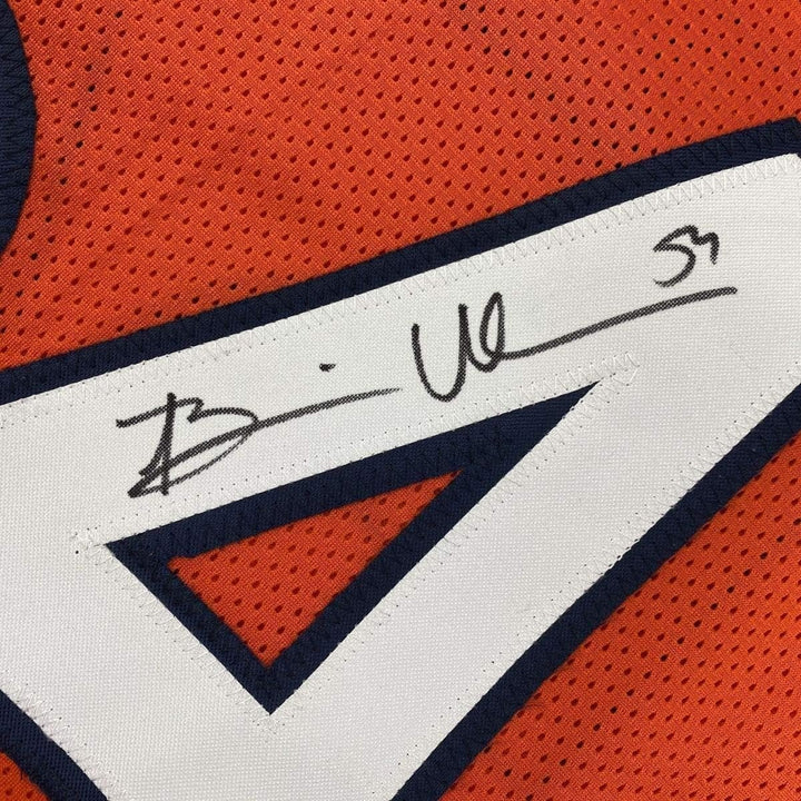 Framed Signed Brian Urlacher 35x39 Chicago Orange Jersey Beckett COA