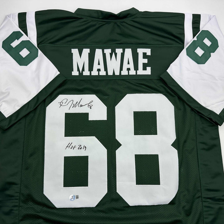 Autographed/Signed Kevin Mawae HOF 2019 New York Green Jersey Beckett COA