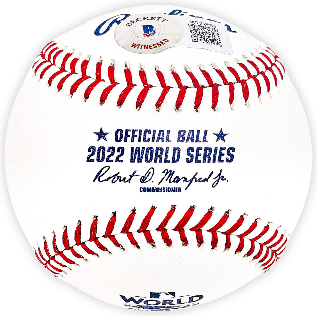 Michael Brantley Signed 2022 WS Logo MLB Baseball Astros Beckett Wit