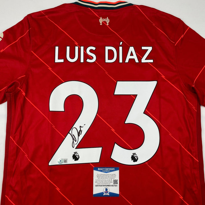 Autographed/Signed Luis Diaz Liverpool Red Jersey Beckett BAS COA Auto