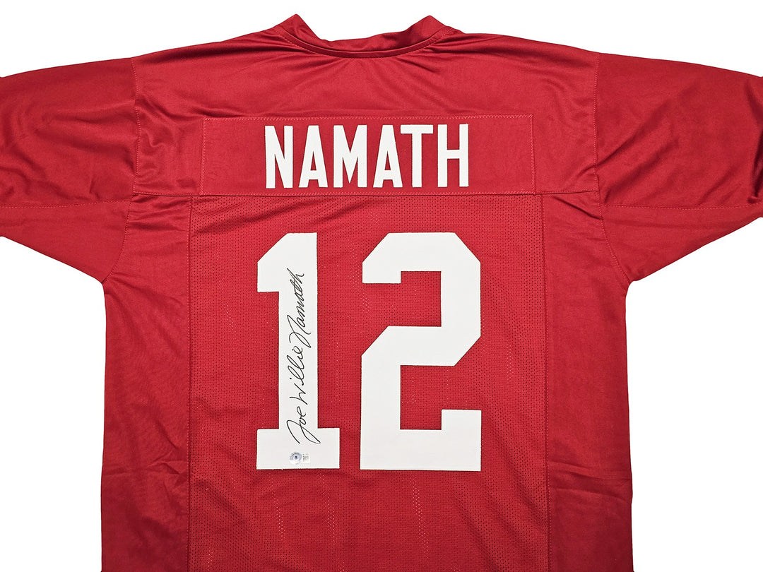 Alabama Crimson Tide Joe Willie Namath Auto Crimson Jersey Full Name Beckett Wit