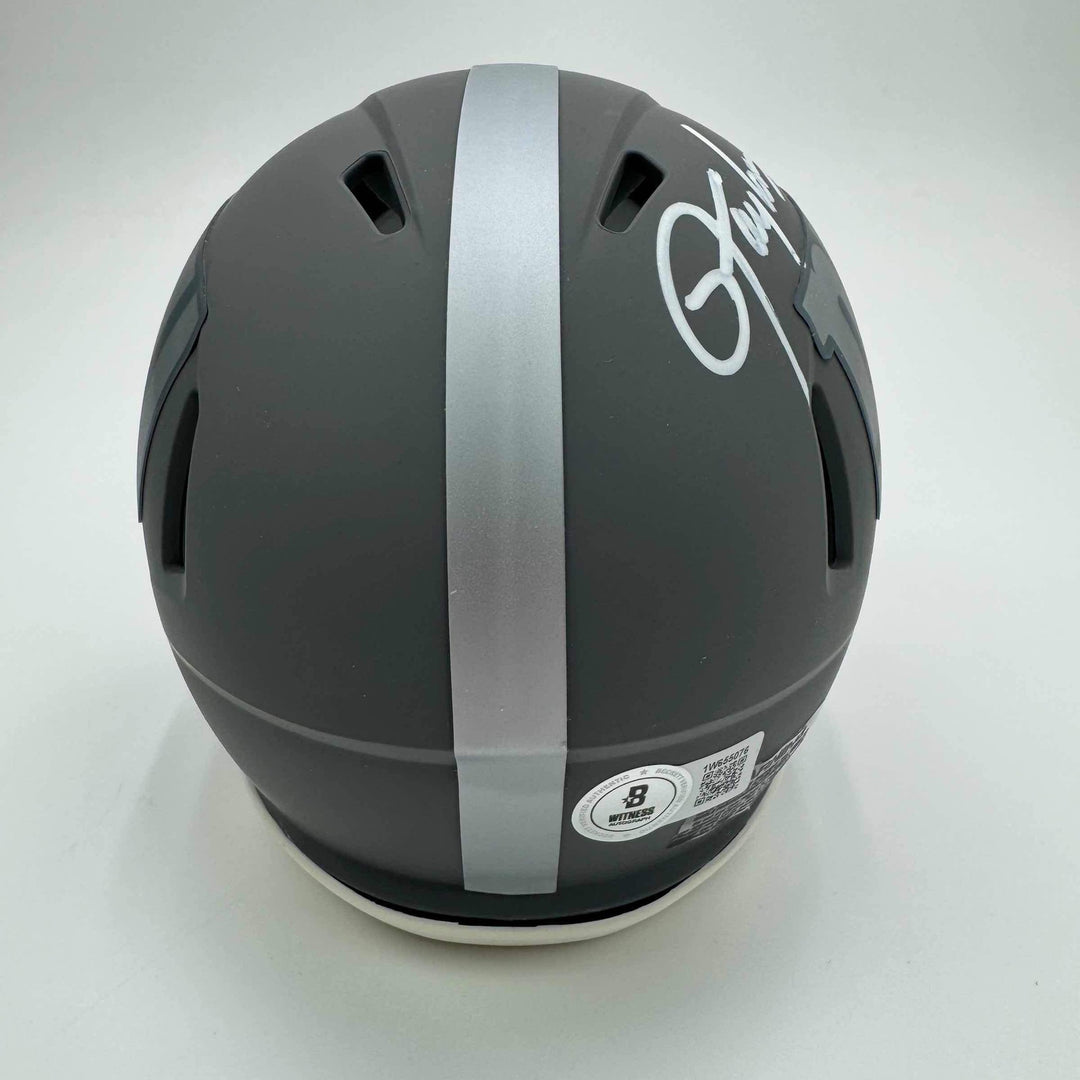 Autographed/Signed Lawrence Taylor New York Giants Silver Mini Helmet BAS COA