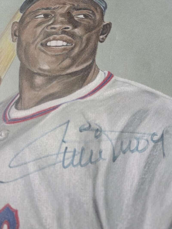 Willie Mays PSA DNA Signed 16x20 Fantastic Original Pastel Artwork Autograph