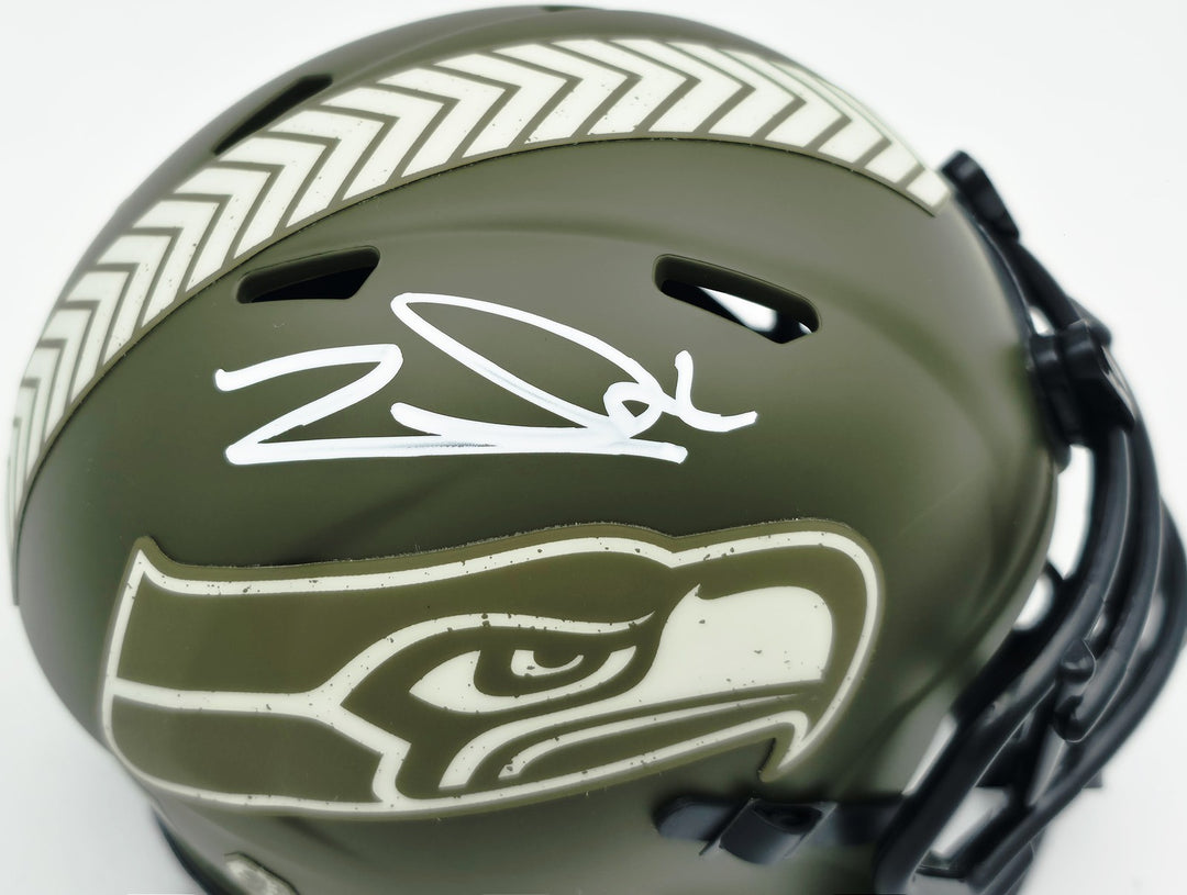 Zach Charbonnet Auto Seahawks Army Green Salute to Service Speed Mini Helmet MCS