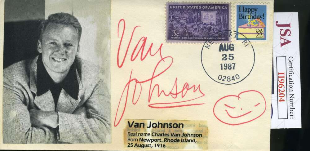 Van Johnson JSA Coa Signed FDC Cache Autograph