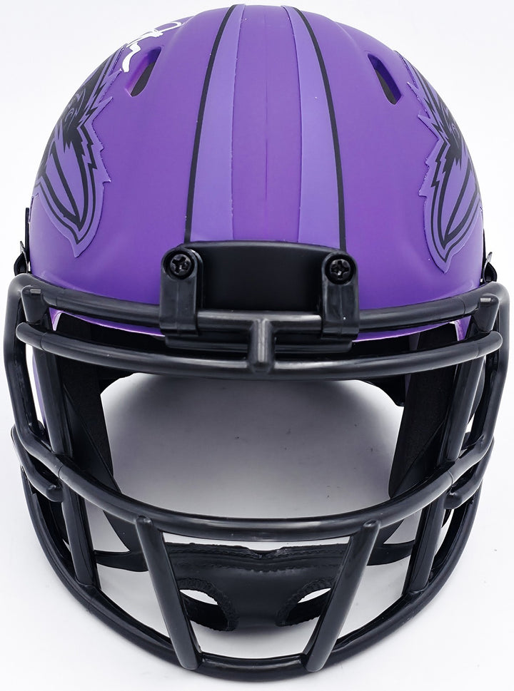 Terrell Suggs Signed Baltimore Ravens Purple Speed Rave Mini Helmet Beckett Wit