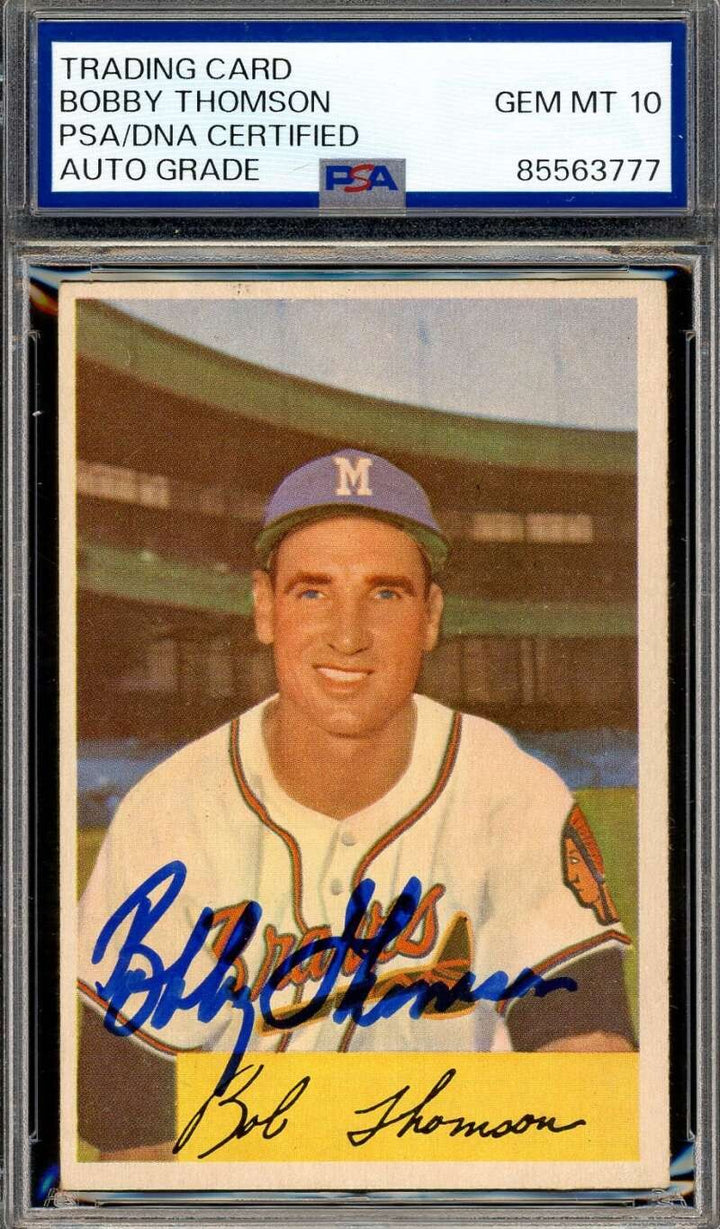 Bobby Thomson Gem Mint 10 PSA DNA Signed 1954 Bowman Autograph
