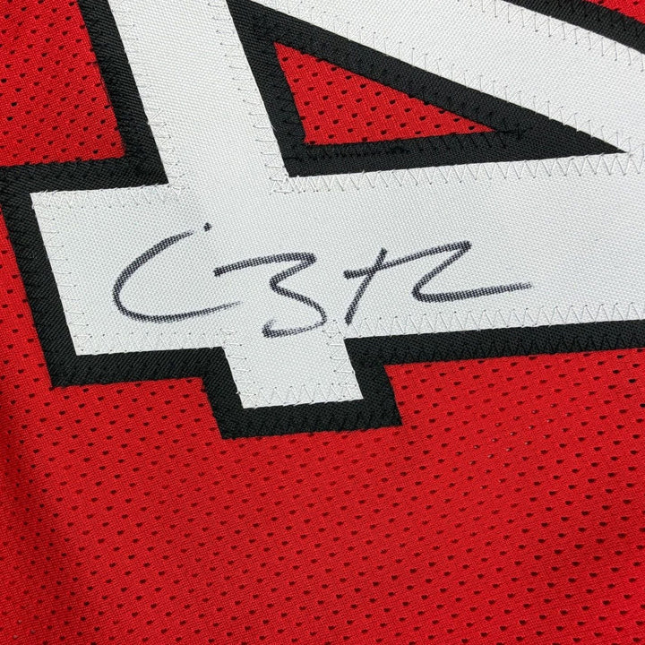 Framed Autographed/Signed Caron Butler 35x39 Miami Red Jersey Beckett COA