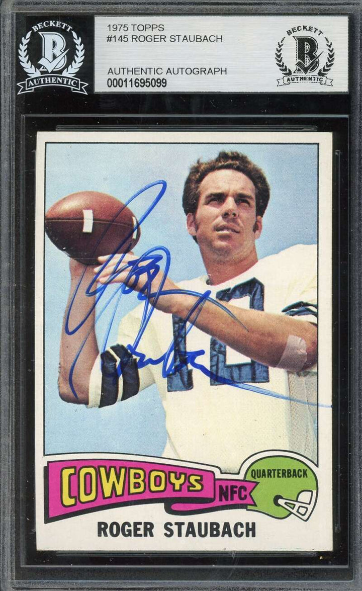 Roger Staubach Beckett BAS Signed 1975 Topps Autograph