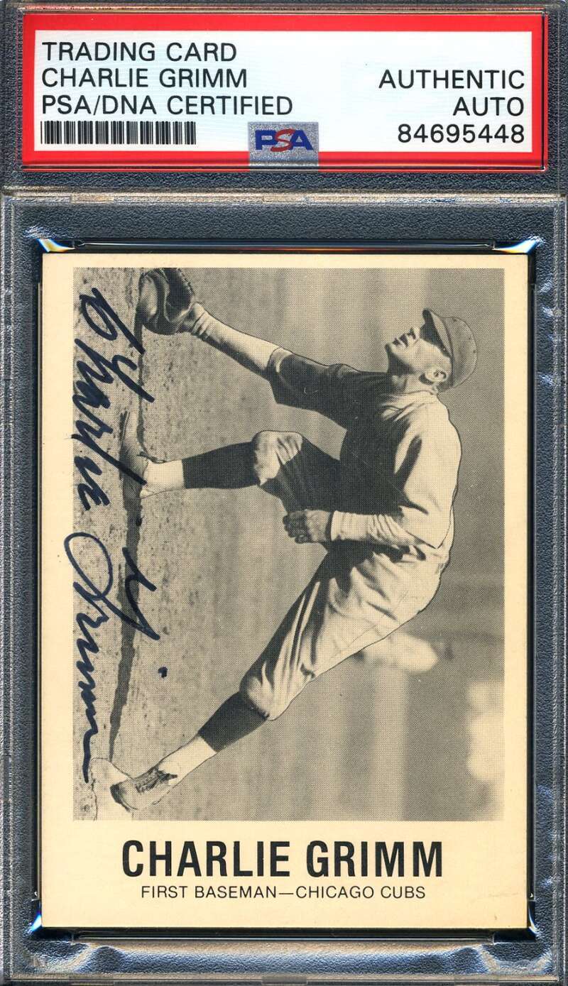 Charlie Grimm PSA DNA Signed 1980 TCMA Galasso Autograph
