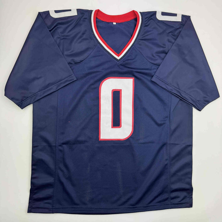 Autographed/Signed Azeez Al Shaair Houston Blue Football Jersey Beckett BAS COA