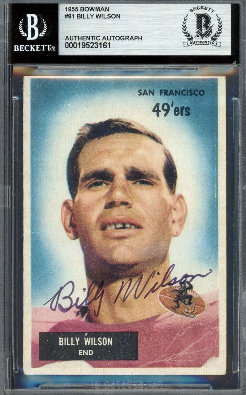 Billy Wilson Beckett BAS Signed 1955 Bowman Rookie Autograph