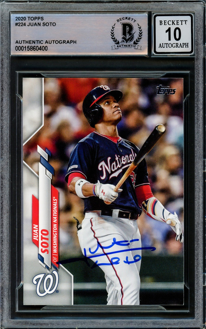 Juan Soto Signed 2020 Topps Card 224 New York Mets Auto GM 10 Beckett