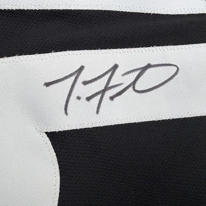 Framed Autographed Troy Fautanu 35x39 Pittsburgh Black Jersey JSA COA