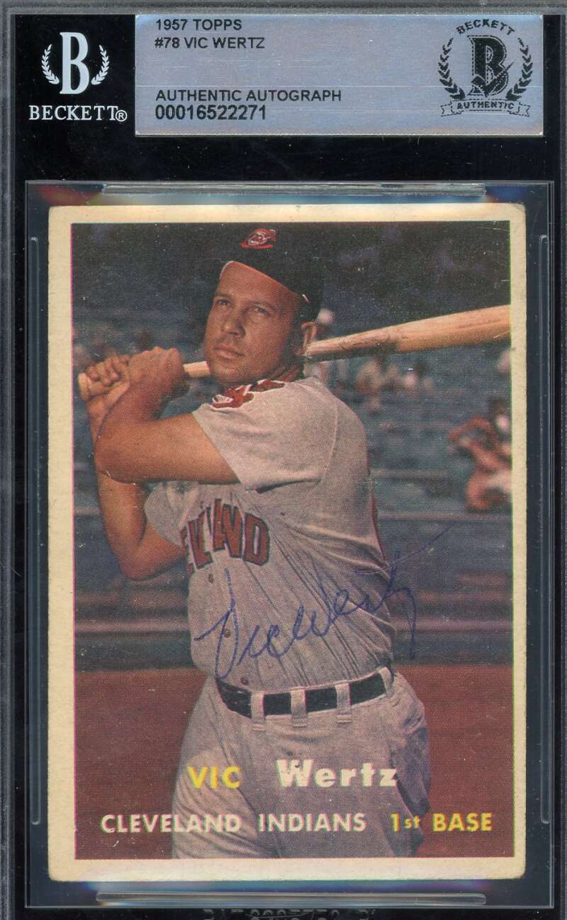 Vic Wertz Beckett BAS Vintage Signed 1957 Topps Autograph