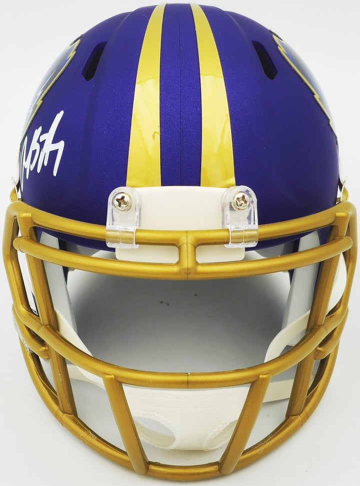 Rashod Bateman Signed Ravens 2024 Alternate Purple Speed Mini Helmet Beckett Wit