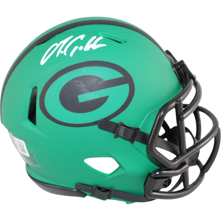 Matthew Golden Autographed Green Bay Packers Rave Mini Helmet Beckett 51639