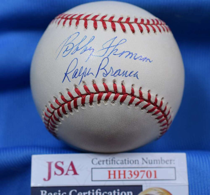 Bobby Thomson Ralph Branca JSA Cert Autograph National League ONL Hand Signed Ba