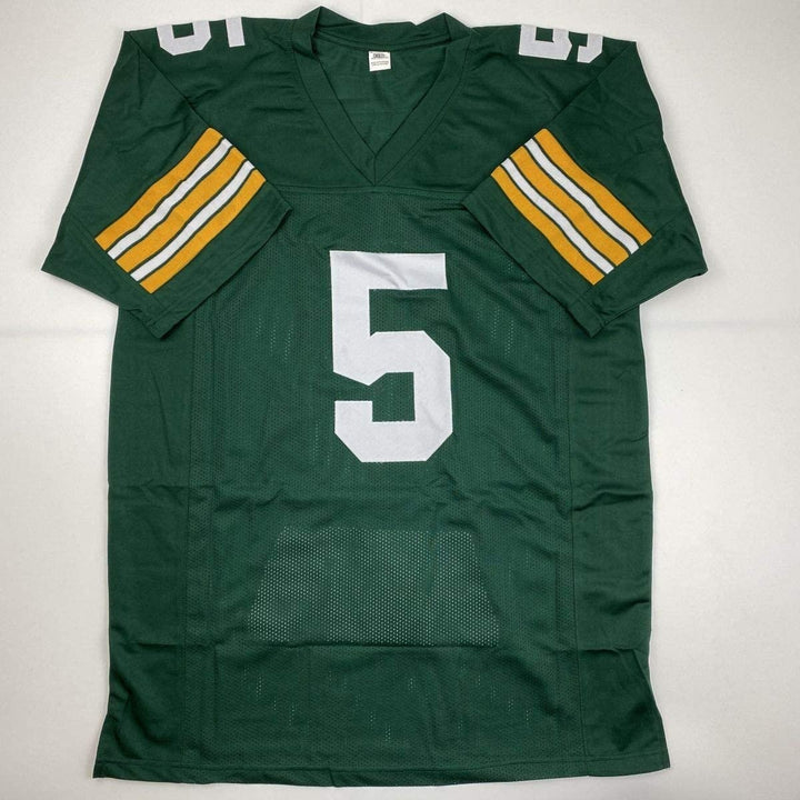 Autographed/Signed Paul Hornung Green Bay Green Stat Jersey JSA COA
