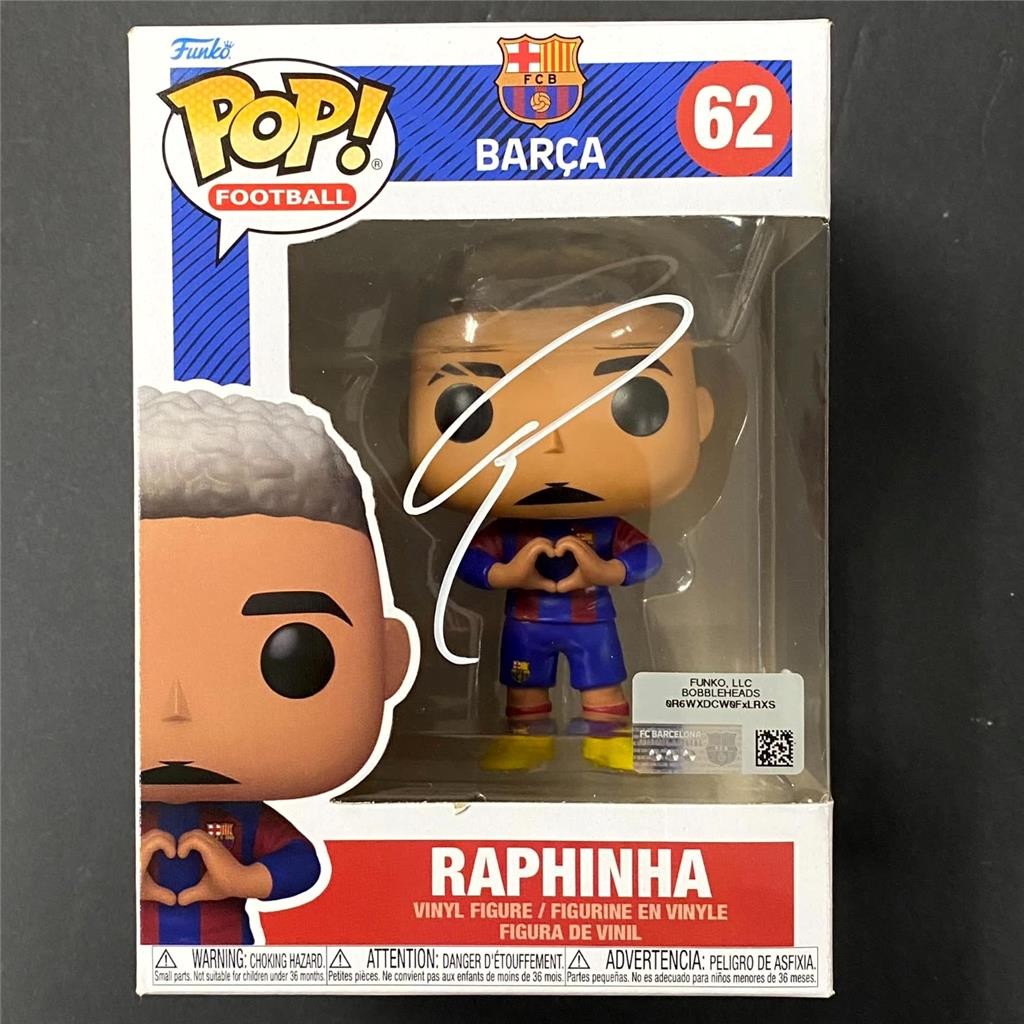 Raphinha signed FC Barcelona Funko Pop! 62 Brazil Star Barca autograph (D) ~ JSA