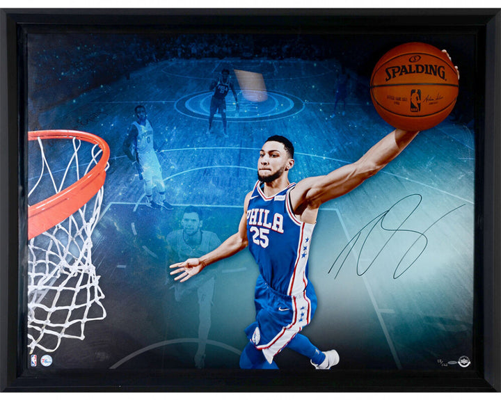 Ben Simmons Signed Basketball UDA Break Through Framed 76ers Autograph Photo #D