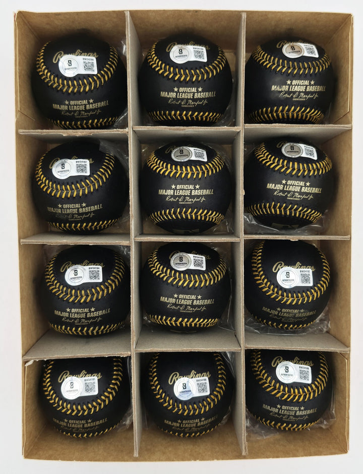 Frank Thomas Signed Black MLB Baseball 12 Count Lot (Imperfections) Beckett
