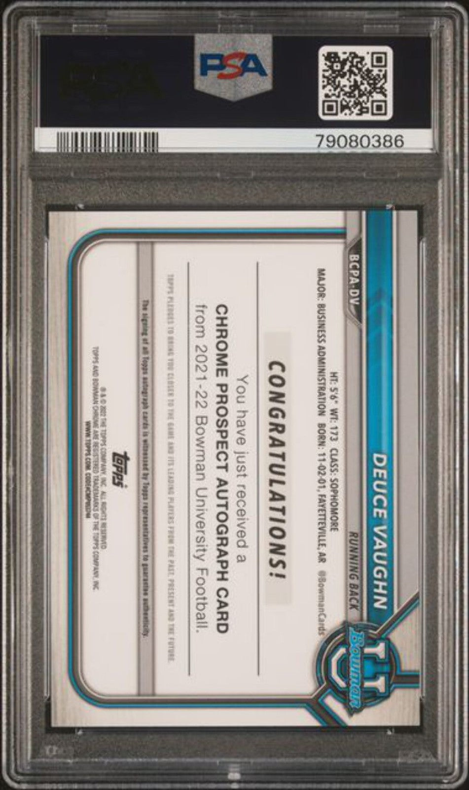 Graded 2021 Bowman U Deuce Vaughn #DV /50 Gold Lava Auto 1st Rookie Card PSA 10