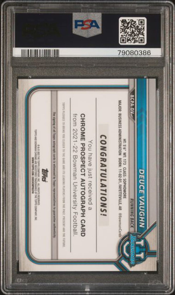 Graded 2021 Bowman U Deuce Vaughn #DV /50 Gold Lava Auto 1st Rookie Card PSA 10