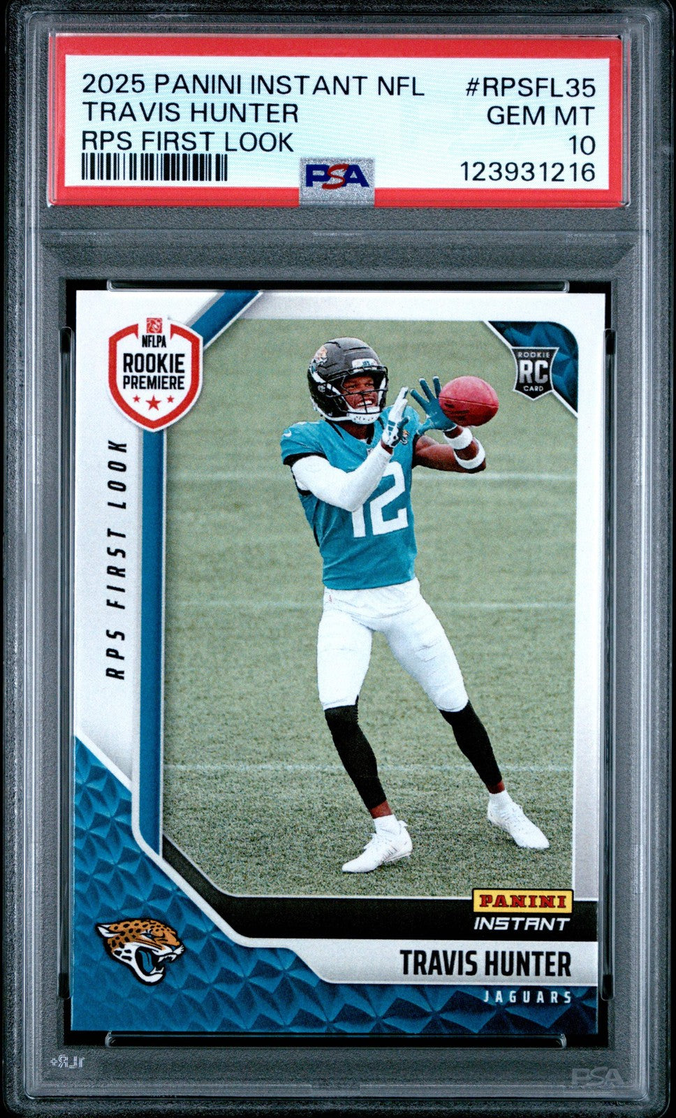 Graded 2025 Panini Travis Hunter #RPSFL35 RPS First Look RC Football Card PSA 10