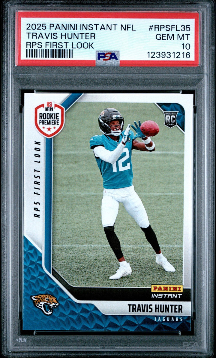 Graded 2025 Panini Travis Hunter #RPSFL35 RPS First Look RC Football Card PSA 10