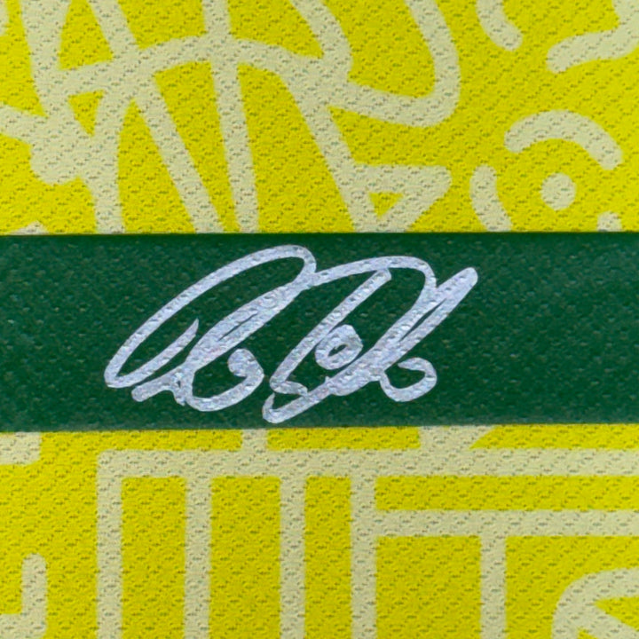 Framed Autographed/Signed Raphinha Raphael 35x39 Brazil Yellow Jersey BAS COA